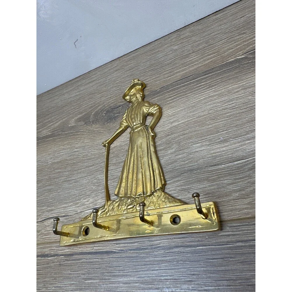 Solid Brass Victorian Lady Golfer 4-Hook Key Rack, Upper Deck LTD Decor 6